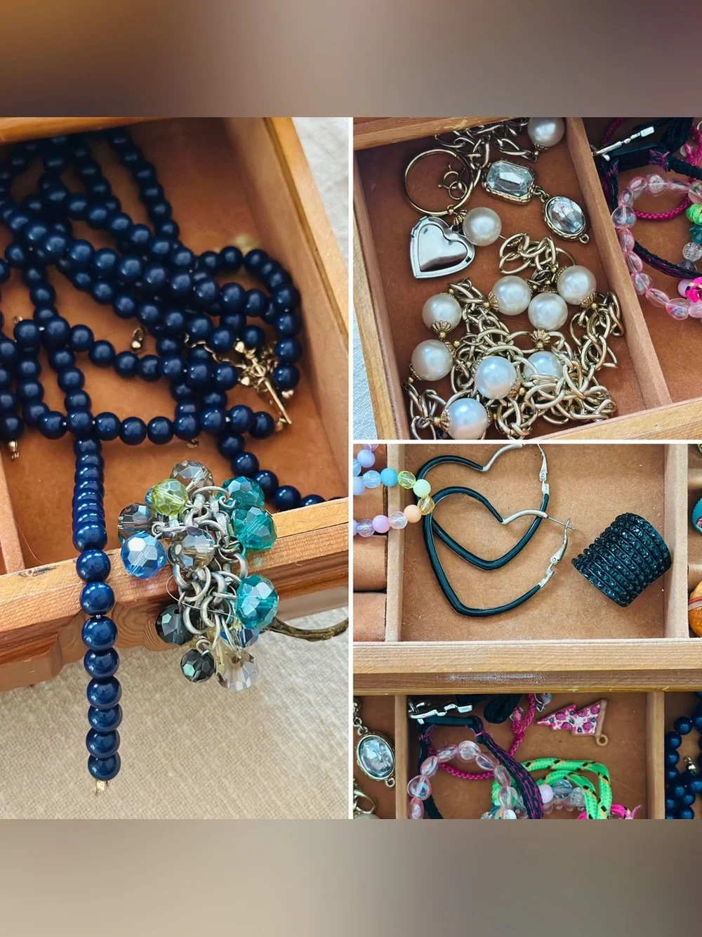 Vintage jewelry box with jewelry